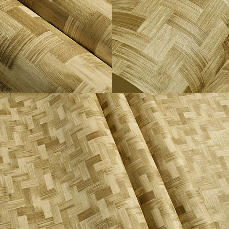 Nostalgic Bamboo Texture Wallpaper for Dress Shop and Hotel Non-Pasted 20.5"W x 33'L Wall Decor Zigzag Pattern Clearhalo 'Country wall decor' 'Rustic' 'Wallpaper' Wall Decor' 887387