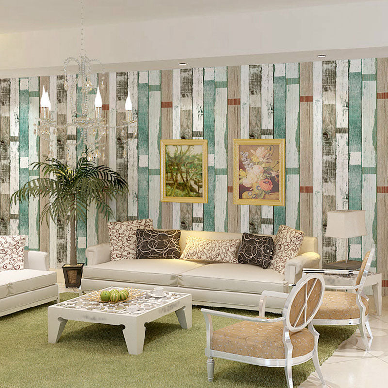 Vinyl 33' x 20.5" American Countryside Wallpaper Wood Effect Wall Decor Green-Yellow Clearhalo 'Country wall decor' 'Rustic' 'Wallpaper' Wall Decor' 887393