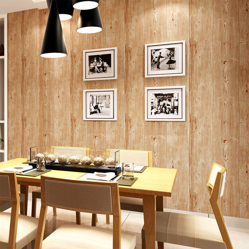 Plaster Wallpaper with Wooden Texture, Pastel Yellow, 33'L x 20.5"W Clearhalo 'Country wall decor' 'Rustic' 'Wallpaper' Wall Decor' 887400