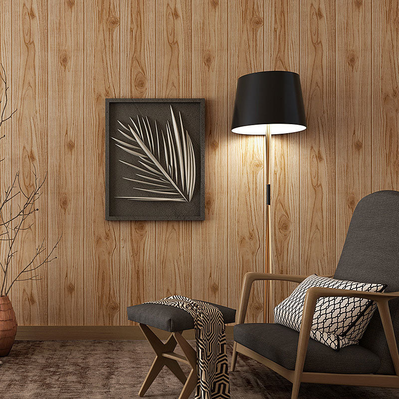 Non-Pasted Wallpaper with Light Yellow Wooden Texture, 33'L x 20.5"W Clearhalo 'Country wall decor' 'Rustic' 'Wallpaper' Wall Decor' 887450