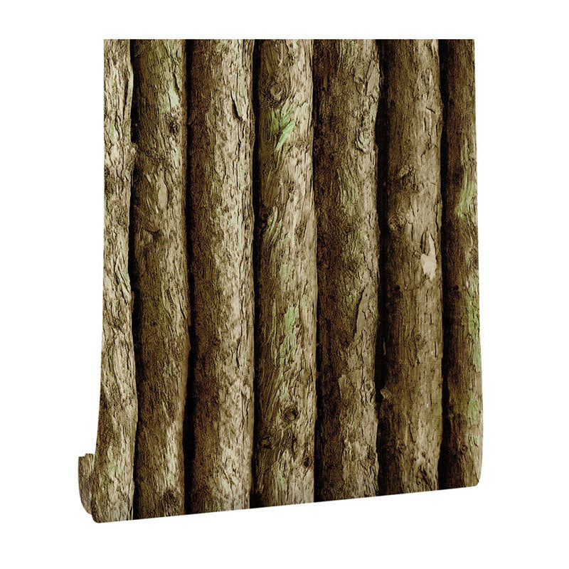 Bar and Dining Room Wallpaper with Dark Green Faux Wood, 29.1 sq ft., Peel and Stick Clearhalo 'Country wall decor' 'Rustic' 'Wallpaper' Wall Decor' 887490