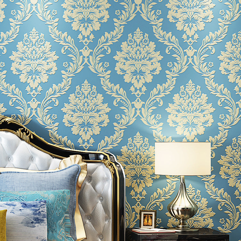 European Retro Damask Wallpaper 31-foot x 20.5-inch Harlequin and Floral Non-Pasted Wall Decor Clearhalo 'Vintage wall decor' 'Vintage' 'Wallpaper' Wall Decor' 887550