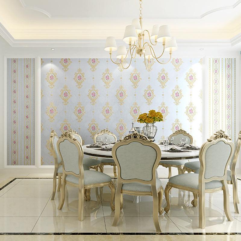 Girly Elegant Damasque Wallpaper Decorative Non-Pasted Wall Covering, 20.5"W x 31'L Blue Clearhalo 'Vintage wall decor' 'Vintage' 'Wallpaper' Wall Decor' 887571