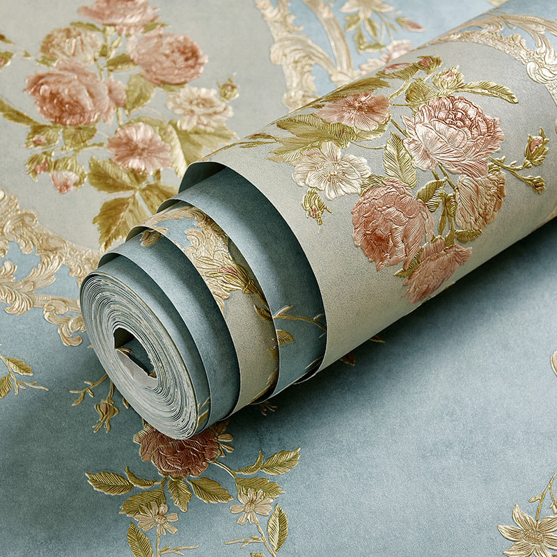 Bedroom and Dining Room Wallpaper with Light Color Mirror Floral Design, 20.5-inch x 31-foot, Non-Pasted Clearhalo 'Vintage wall decor' 'Vintage' 'Wallpaper' Wall Decor' 887590