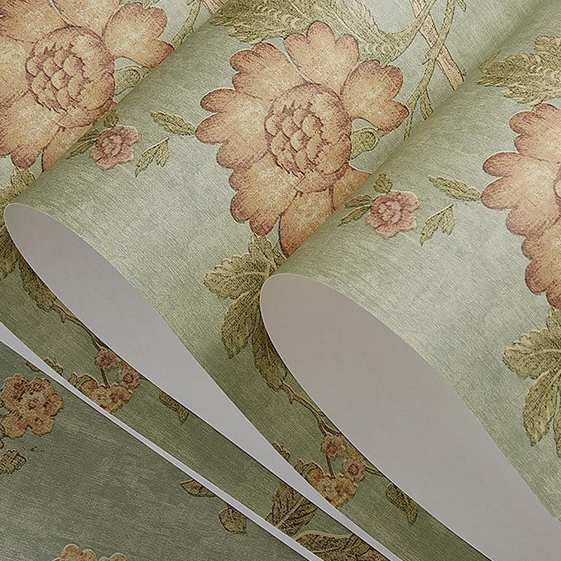 Blossoming Floral Wallpaper Non-Woven 33-foot x 20.5-inch Non-Pasted Wall Decor Clearhalo 'Vintage wall decor' 'Vintage' 'Wallpaper' Wall Decor' 887619