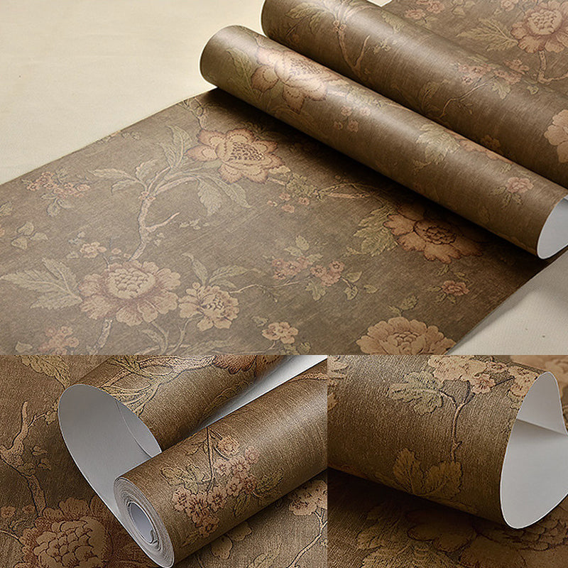 Blossoming Floral Wallpaper Non-Woven 33-foot x 20.5-inch Non-Pasted Wall Decor Clearhalo 'Vintage wall decor' 'Vintage' 'Wallpaper' Wall Decor' 887630