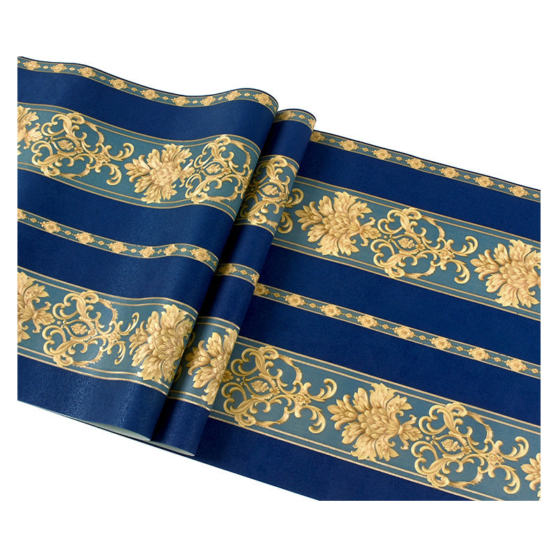 Luxury 3D Floral Pattern Wallpaper Nordic Nostalgic Vertical Stripe Non-Pasted Wall Decor, 20.5"W x 31'L Clearhalo 'Vintage wall decor' 'Vintage' 'Wallpaper' Wall Decor' 887644