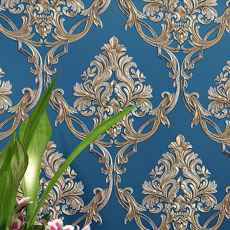 Nordic Nostalgic Damask Wallpaper Non-Woven 31' x 20.5" Non-Pasted Clearhalo 'Vintage wall decor' 'Vintage' 'Wallpaper' Wall Decor' 887670