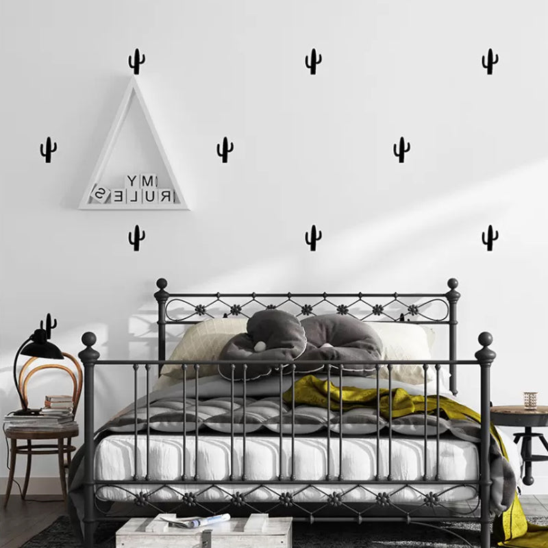 Scandinavian Black and White Wallpaper Modern Simple 33-foot x 20.5-inch Decorative Wall Covering Black-White Cactus Clearhalo 'Modern wall decor' 'Modern' 'Wallpaper' Wall Decor' 887708