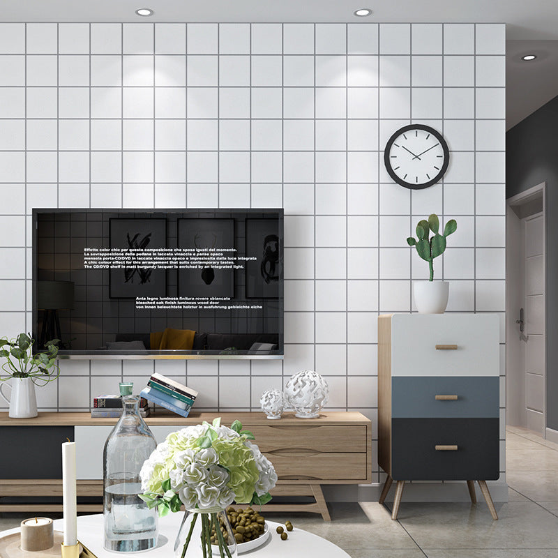 Simple Black and White Check Wallpaper for Dining Room Non-Pasted 20.5 in x 31 ft Clearhalo 'Modern wall decor' 'Modern' 'Wallpaper' Wall Decor' 887765
