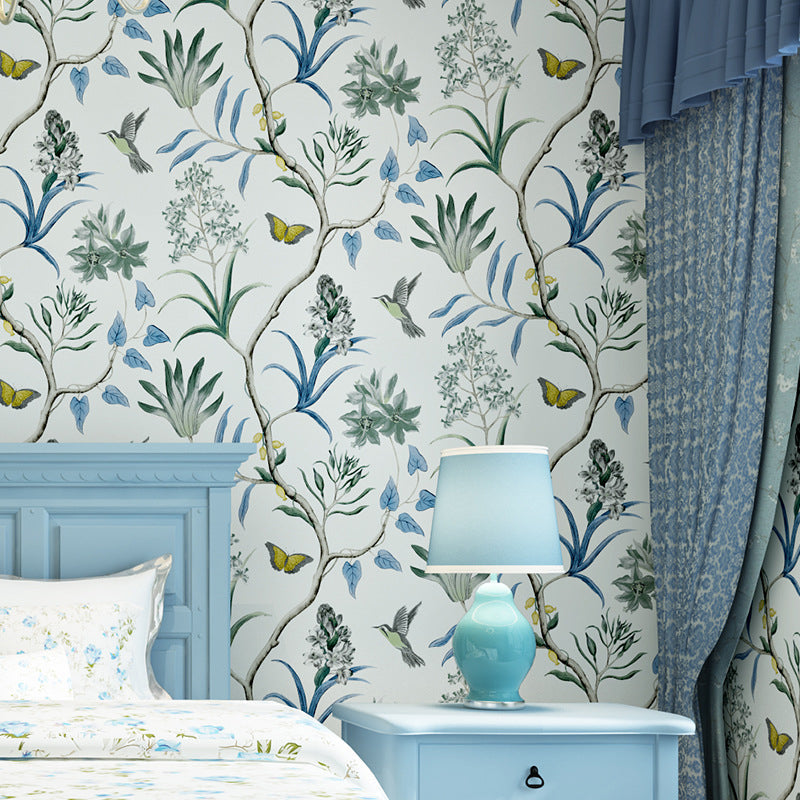 Retro Multi-Colored 20.5-inch x 33-foot Non-Woven Moisture Resistant American Country Floral Print Wallpaper Clearhalo 'Country wall decor' 'Rustic' 'Wallpaper' Wall Decor' 888080