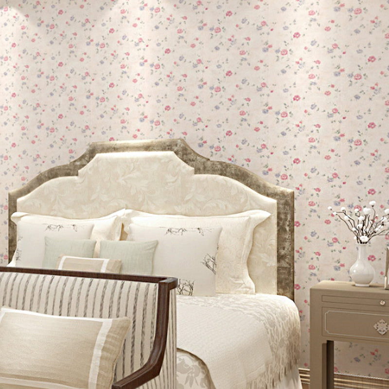 Multi-Colored Romantic Countryside Wallpaper with Dense Flower Design, Non-Pasted, 57.1 sq ft. Purplish Blue Clearhalo 'Country wall decor' 'Rustic' 'Wallpaper' Wall Decor' 888192