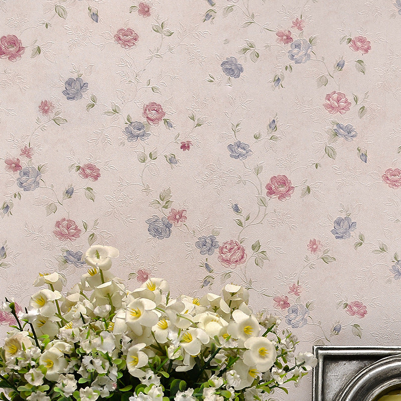 Multi-Colored Romantic Countryside Wallpaper with Dense Flower Design, Non-Pasted, 57.1 sq ft. Clearhalo 'Country wall decor' 'Rustic' 'Wallpaper' Wall Decor' 888193