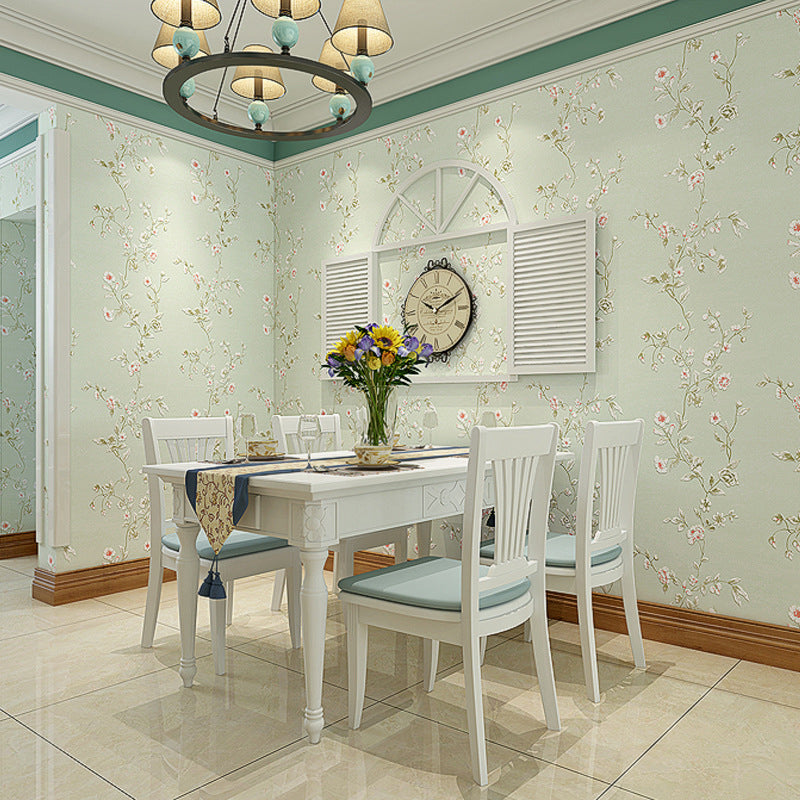 Multi-Colored Garden Vine Wallpaper Floral Design 57.1 sq ft. Non-Pasted Decorative Wall Covering Light Blue Clearhalo 'Country wall decor' 'Rustic' 'Wallpaper' Wall Decor' 888210