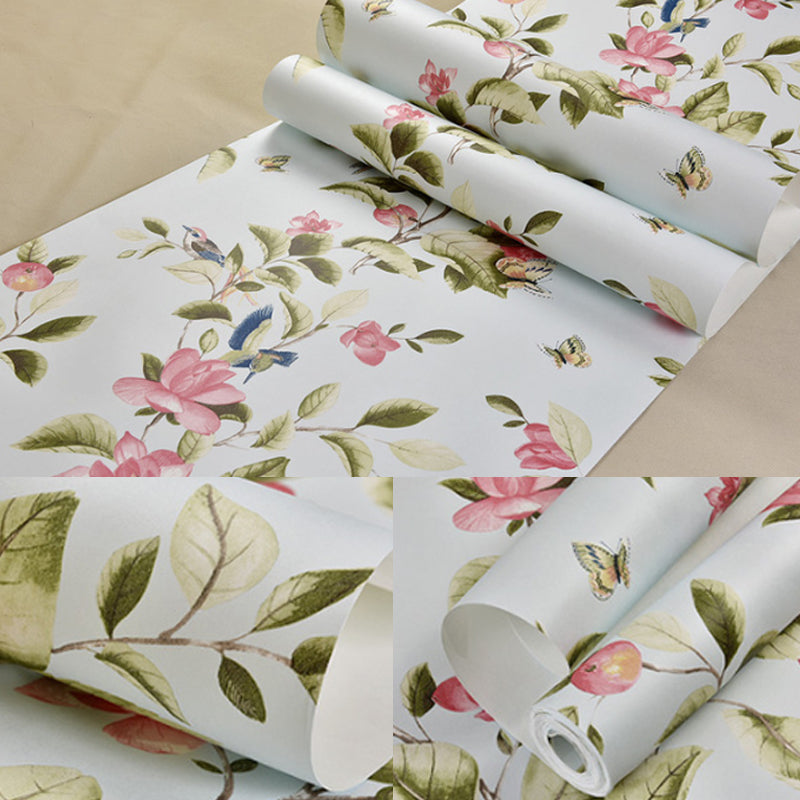 Garden Blossoms and Leaves Wallpaper Stain-Resistant Non-Pasted , 20.5"W x 33'L Clearhalo 'Country wall decor' 'Rustic' 'Wallpaper' Wall Decor' 888226