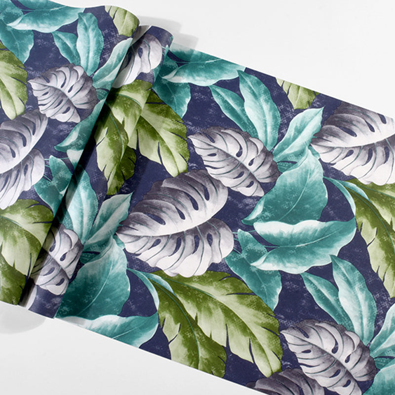 Green and Blue Wall Covering Banana leaf 33'L x 20.5"W Non-Pasted Water-Resistant Wallpaper Clearhalo 'Modern wall decor' 'Modern' 'Tropical wall decor' 'Tropical' 'Wallpaper' Wall Decor' 888258