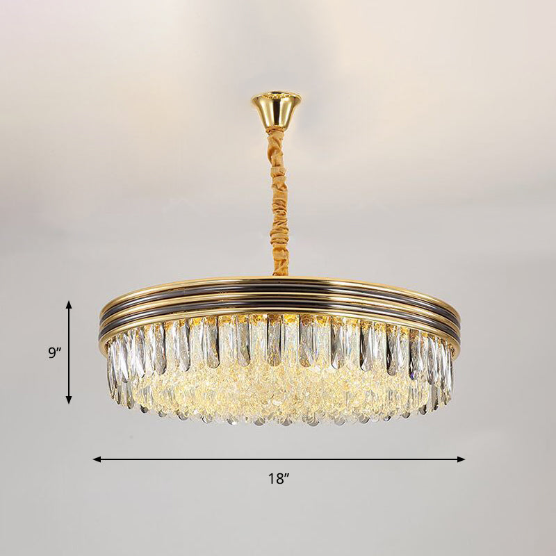 Loop Living Room Ceiling Chandelier Simple Crystal Block 14 Bulbs Gold Hanging Light Clearhalo 'Ceiling Lights' 'Chandeliers' 'Modern Chandeliers' 'Modern' Lighting' 889057