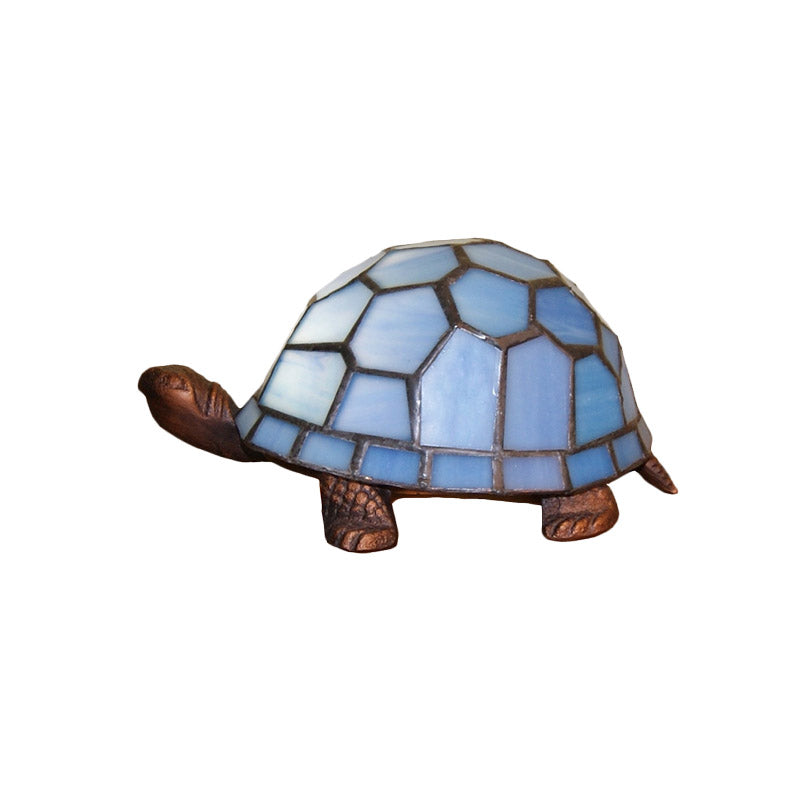 Turtle Blue Glass Nightstand Light Mediterranean 1 Bulb Copper Table Lamp for Bedroom Clearhalo 'Lamps' 'Table Lamps' Lighting' 890108