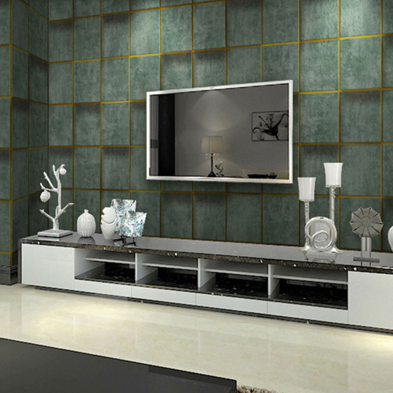 Contemporary Flock Wallpaper Simple 3D Rectangle Non-Pasted Wall Covering, 33' x 20.5" Clearhalo 'Modern wall decor' 'Modern' 'Wallpaper' Wall Decor' 892852