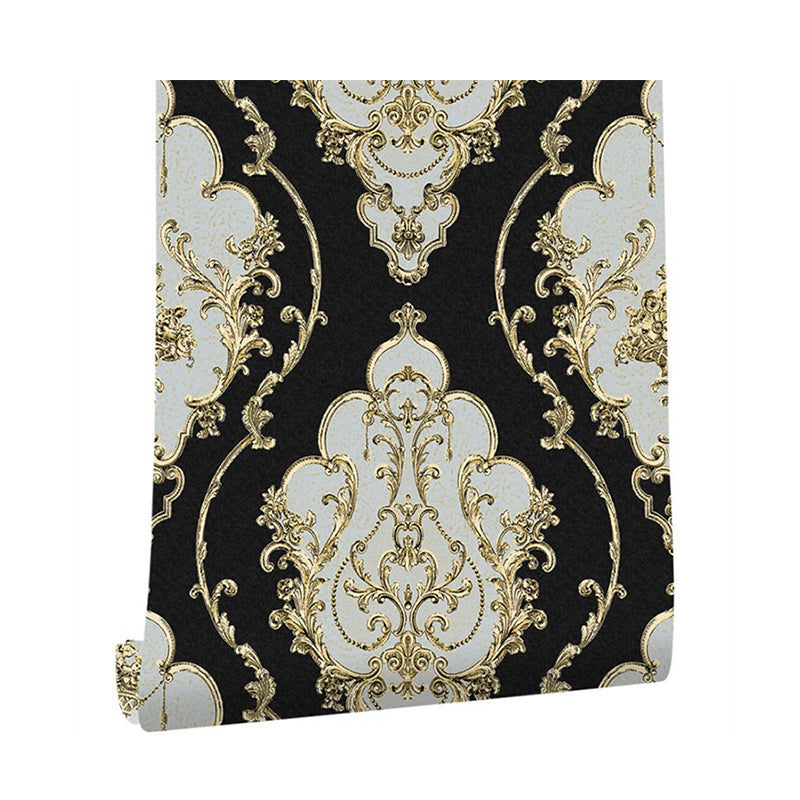 Non-Pasted Wallpaper with Harlequin and Floral Pattern, 33'L x 20.5"W Clearhalo 'Vintage wall decor' 'Vintage' 'Wallpaper' Wall Decor' 892883