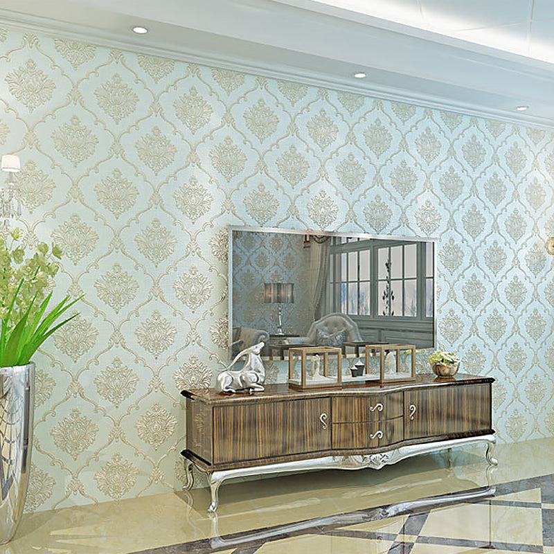 European Floral Design Wallpaper 33' x 20.5" Classic Damasque Wall Covering, Non-Pasted Clearhalo 'Vintage wall decor' 'Vintage' 'Wallpaper' Wall Decor' 892887