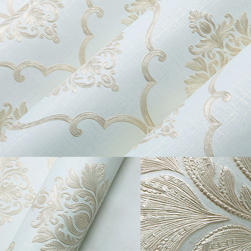 European Floral Design Wallpaper 33' x 20.5" Classic Damasque Wall Covering, Non-Pasted Clearhalo 'Vintage wall decor' 'Vintage' 'Wallpaper' Wall Decor' 892888