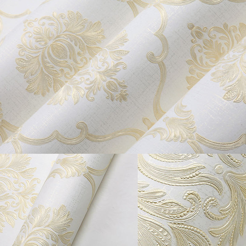 European Floral Design Wallpaper 33' x 20.5" Classic Damasque Wall Covering, Non-Pasted Clearhalo 'Vintage wall decor' 'Vintage' 'Wallpaper' Wall Decor' 892892