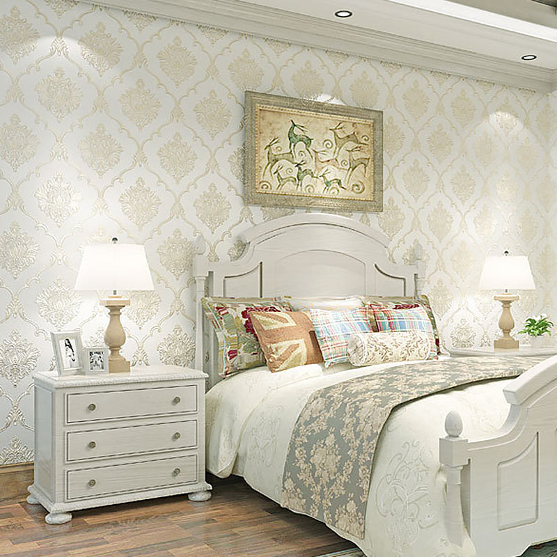 European Floral Design Wallpaper 33' x 20.5" Classic Damasque Wall Covering, Non-Pasted Clearhalo 'Vintage wall decor' 'Vintage' 'Wallpaper' Wall Decor' 892895