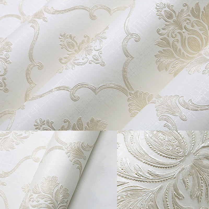 European Floral Design Wallpaper 33' x 20.5" Classic Damasque Wall Covering, Non-Pasted Clearhalo 'Vintage wall decor' 'Vintage' 'Wallpaper' Wall Decor' 892896