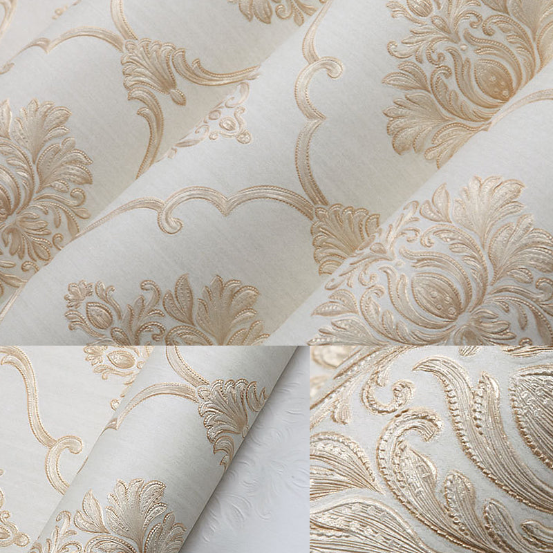European Floral Design Wallpaper 33' x 20.5" Classic Damasque Wall Covering, Non-Pasted Clearhalo 'Vintage wall decor' 'Vintage' 'Wallpaper' Wall Decor' 892904