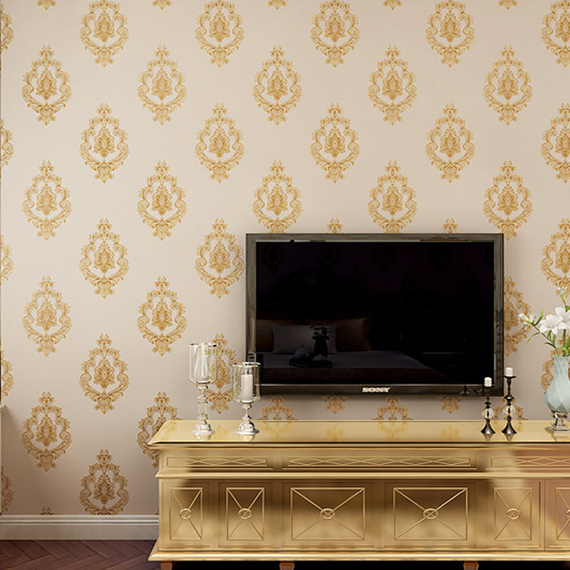 Vinyl Victorian Damask Wallpaper 33' x 20.5" Classic Non-Pasted Floral Wall Decor Clearhalo 'Vintage wall decor' 'Vintage' 'Wallpaper' Wall Decor' 892915