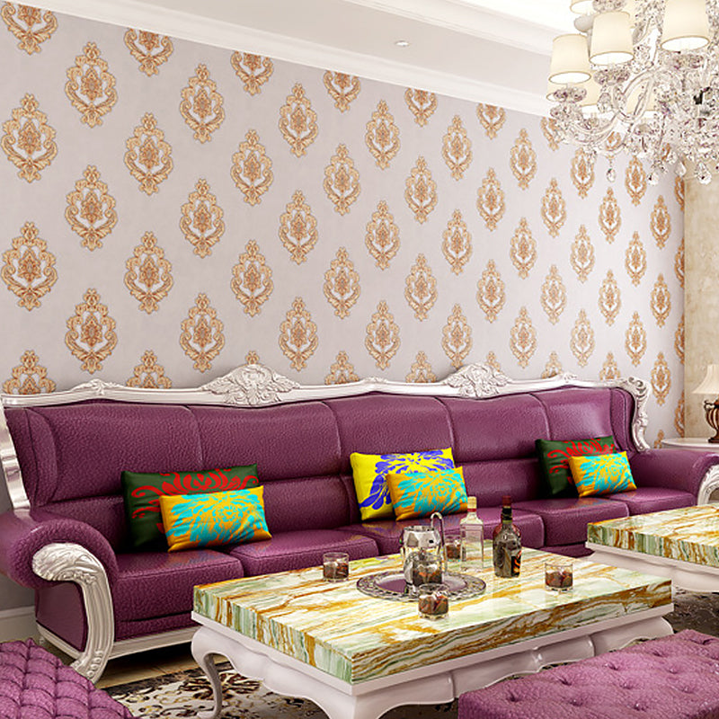 Vinyl Victorian Damask Wallpaper 33' x 20.5" Classic Non-Pasted Floral Wall Decor Clearhalo 'Vintage wall decor' 'Vintage' 'Wallpaper' Wall Decor' 892920