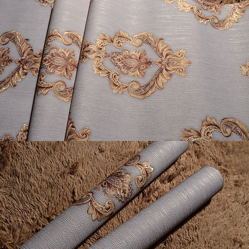 Vinyl Victorian Damask Wallpaper 33' x 20.5" Classic Non-Pasted Floral Wall Decor Clearhalo 'Vintage wall decor' 'Vintage' 'Wallpaper' Wall Decor' 892921