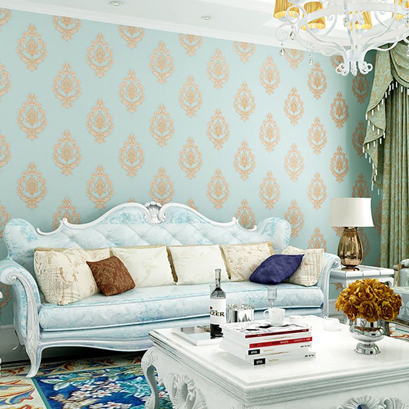 Vinyl Victorian Damask Wallpaper 33' x 20.5" Classic Non-Pasted Floral Wall Decor Clearhalo 'Vintage wall decor' 'Vintage' 'Wallpaper' Wall Decor' 892924