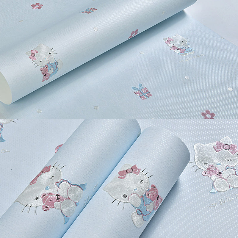 3D Cute Kitty Wallpaper for Girls Moisture-Resistant Non-Pasted 20.5-inch x 33-foot Clearhalo 'Wall Decor' 'Wallpaper' 893209