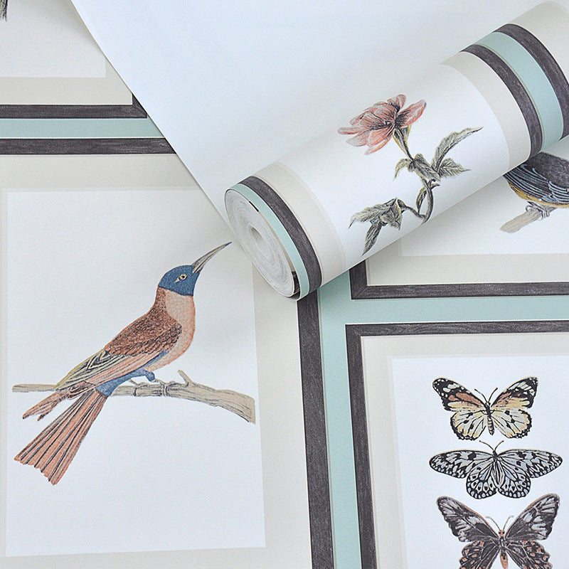 Flower and Bird Wallpaper Photo Frame 20.5"W x 33'L Non-Pasted Water-Resistant Wall Decor Clearhalo 'Modern wall decor' 'Modern' 'Wallpaper' Wall Decor' 893316