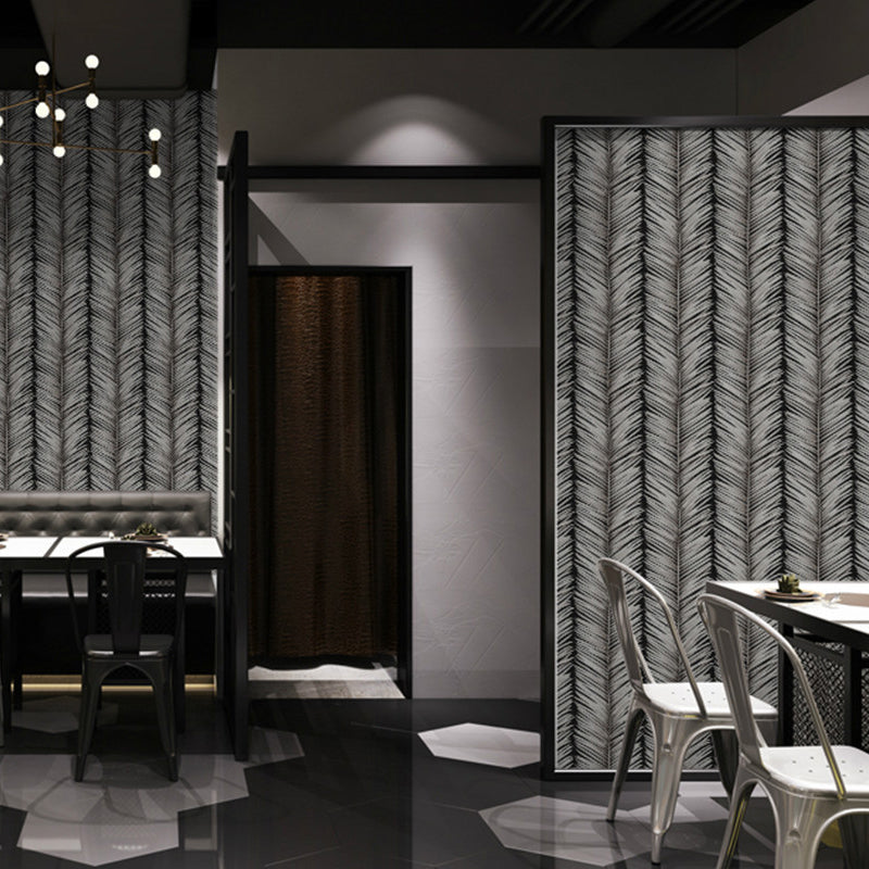 Scandinavian Simple Leaves Wallpaper 33'L x 20.5"W Tree Stem Wall Decor Non-Pasted in Black and White Clearhalo 'Modern wall decor' 'Modern' 'Wallpaper' Wall Decor' 893330