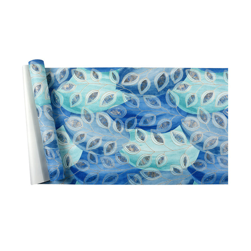 Vinyl Wallpaper with Mediterranean Peacock Feather, Multi-Colored, 31'L x 20.5