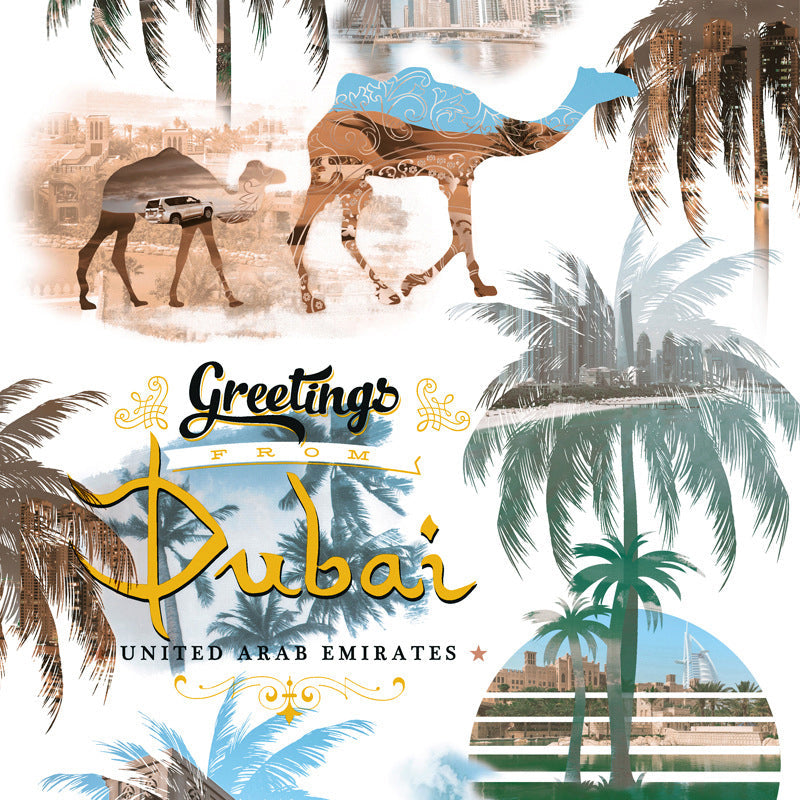 Camel and Coconut Tree Wallpaper 33' by 20.5" Thai Tropical Non-Pasted Wall Decor in Multi-Color Clearhalo 'Modern wall decor' 'Modern' 'Tropical wall decor' 'Tropical' 'Wallpaper' Wall Decor' 893439