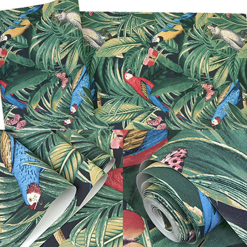 Tropical Banana Leaf Wallpaper Stain-Resistant Non-Pasted, 20.5-inch x 33-foot Clearhalo 'Modern wall decor' 'Modern' 'Tropical wall decor' 'Tropical' 'Wallpaper' Wall Decor' 893448