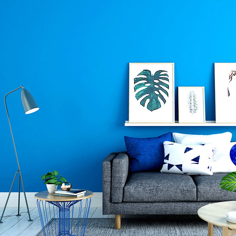 Contemporary Plain Color Wallpaper Water-Resisitant Non-Pasted Wall Covering, 57.1 sq ft. Blue Clearhalo 'Modern wall decor' 'Modern' 'Wallpaper' Wall Decor' 896736