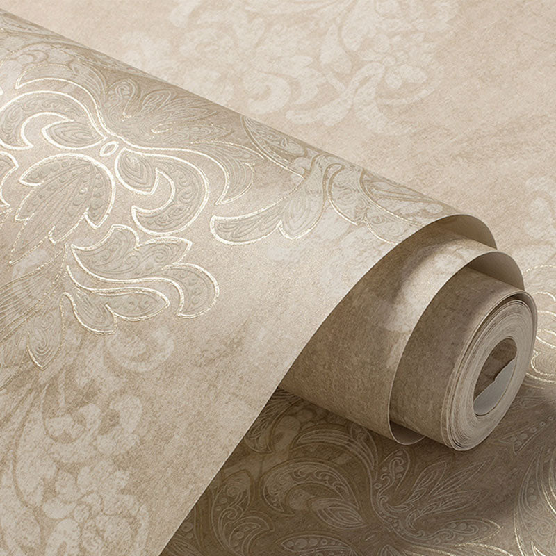 Non-Pasted Wall Art 33' x 20.5" Nordic Minimalist 3D Embossed Damasque Wallpaper for Guest Room Light Coffee Clearhalo 'Vintage wall decor' 'Vintage' 'Wallpaper' Wall Decor' 896997