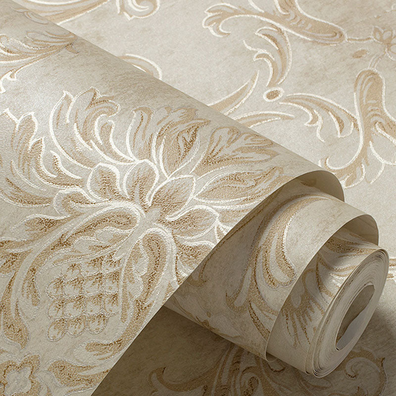 Damask Design Non-Pasted Wallpaper, 33-foot x 20.5-inch, Pastel Color Clearhalo 'Vintage wall decor' 'Vintage' 'Wallpaper' Wall Decor' 897006