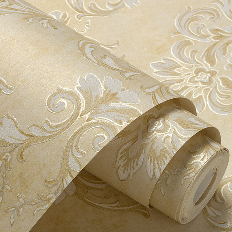 Damask Design Non-Pasted Wallpaper, 33-foot x 20.5-inch, Pastel Color Clearhalo 'Vintage wall decor' 'Vintage' 'Wallpaper' Wall Decor' 897009