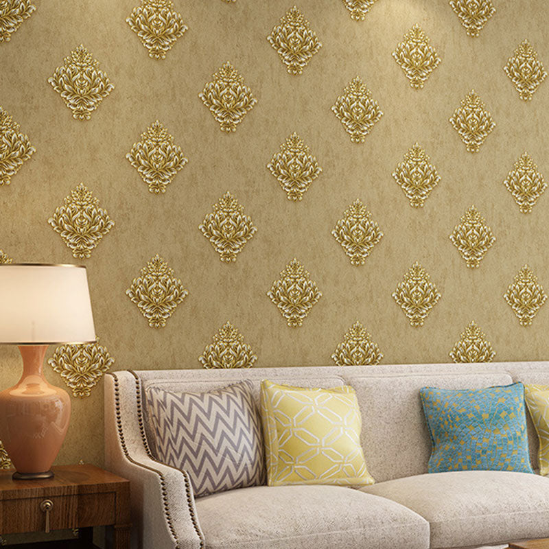 Non-Woven Wall Decor 33 ft. x 20.5 in European Classic Non-Pasted Dense Flower Design Wallpaper Dark Coffee Clearhalo 'Vintage wall decor' 'Vintage' 'Wallpaper' Wall Decor' 897023