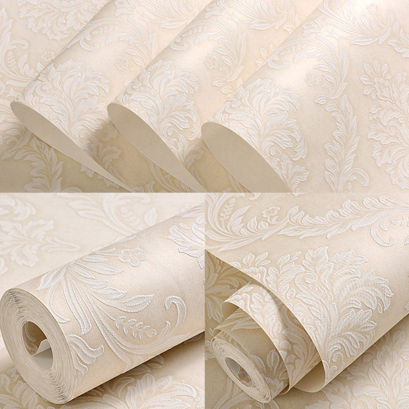 Non-Woven Wallpaper Roll 20.5 in x 31 ft Nostalgic Non-Pasted Wallpaper with 3D Embossed Damasque Clearhalo 'Vintage wall decor' 'Vintage' 'Wallpaper' Wall Decor' 897049