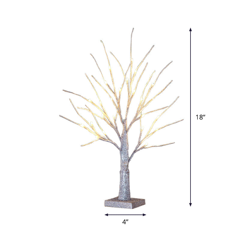 Tree Table Lighting Contemporary Plastic LED Silver Nightstand Light for Dining Room Clearhalo 'Lamps' 'Table Lamps' Lighting' 897325