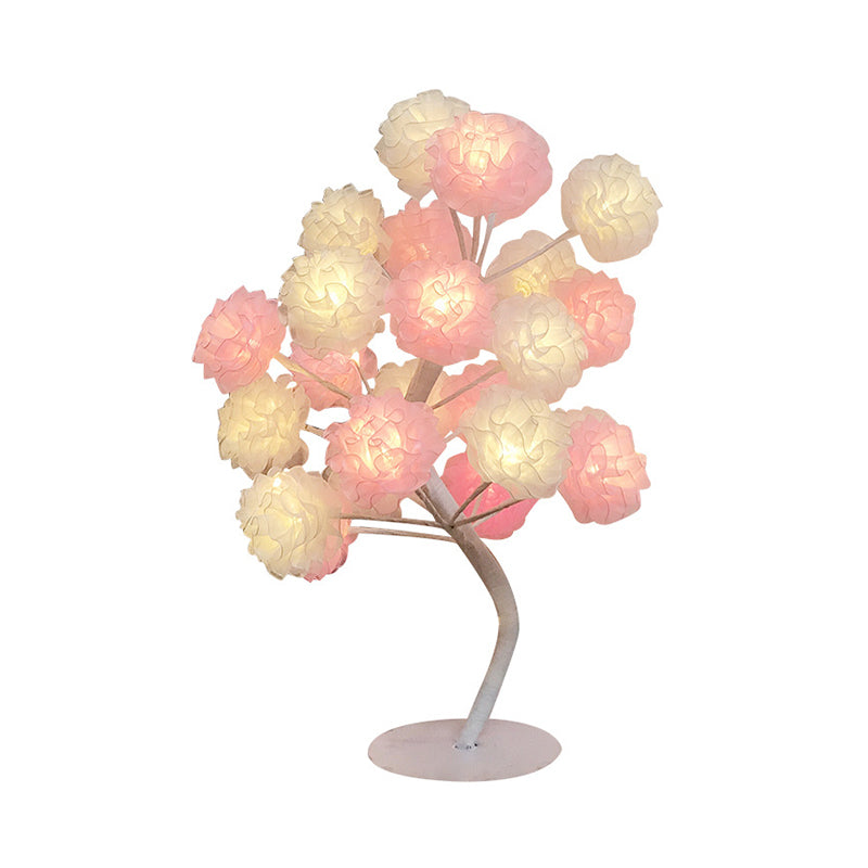 Fabric Floral Night Light Art Deco LED Nightstand Lamp in White/Pink/Blue with Branching Design for Living Room Clearhalo 'Lamps' 'Table Lamps' Lighting' 897387