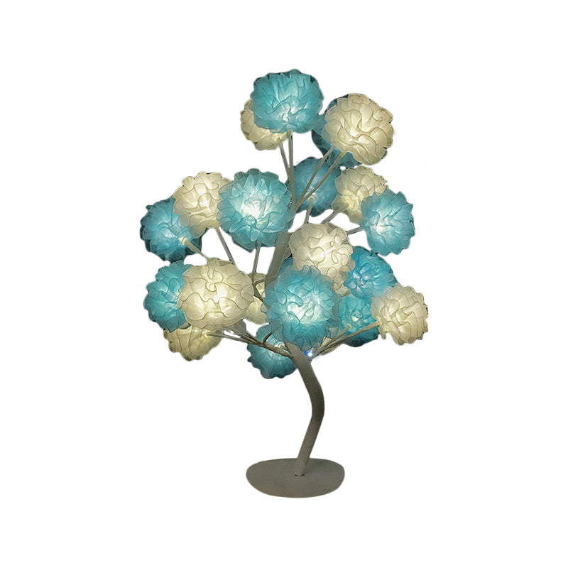 Fabric Floral Night Light Art Deco LED Nightstand Lamp in White/Pink/Blue with Branching Design for Living Room Clearhalo 'Lamps' 'Table Lamps' Lighting' 897395