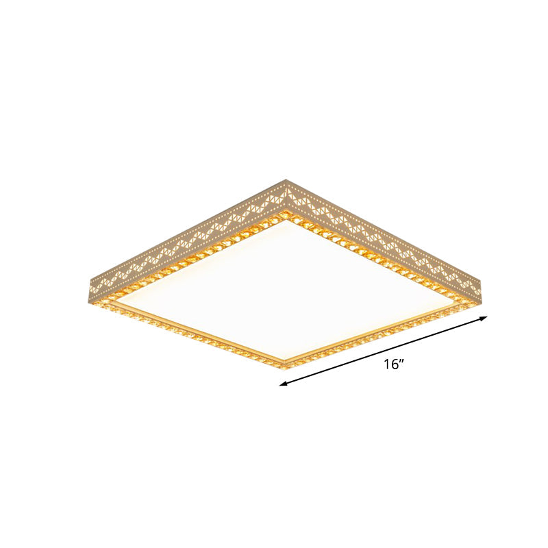 Squared Ceiling Flush Mount Minimalism Metallic LED White Flush Lamp Fixture with Crystal Block Deco Clearhalo 'Ceiling Lights' 'Close To Ceiling Lights' 'Close to ceiling' 'Flush mount' Lighting' 898385